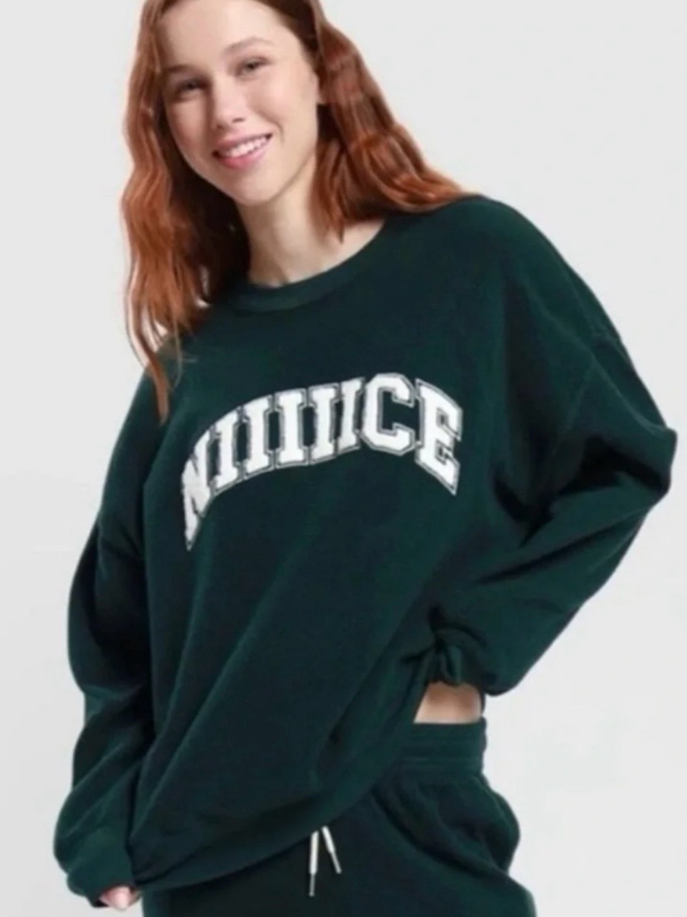 Aerie Chill Cozy Terry Cloth NIIIICE Pullover Sweatshirt Forest Green Medium NWT